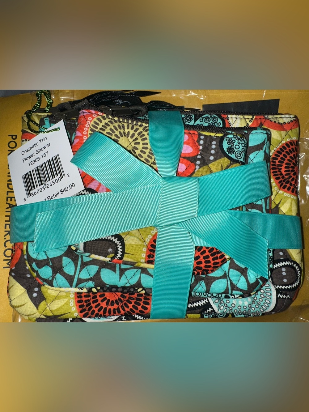 NWT Vera Bradley Flower Shower Pouches, Set of 3